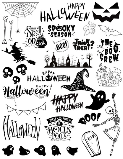 Kerzentattoos Halloween Monochrom | Kerzenfolie | Bastelset für Kerzen | Herbst | Geschenk | Basteln | Kerzensticker