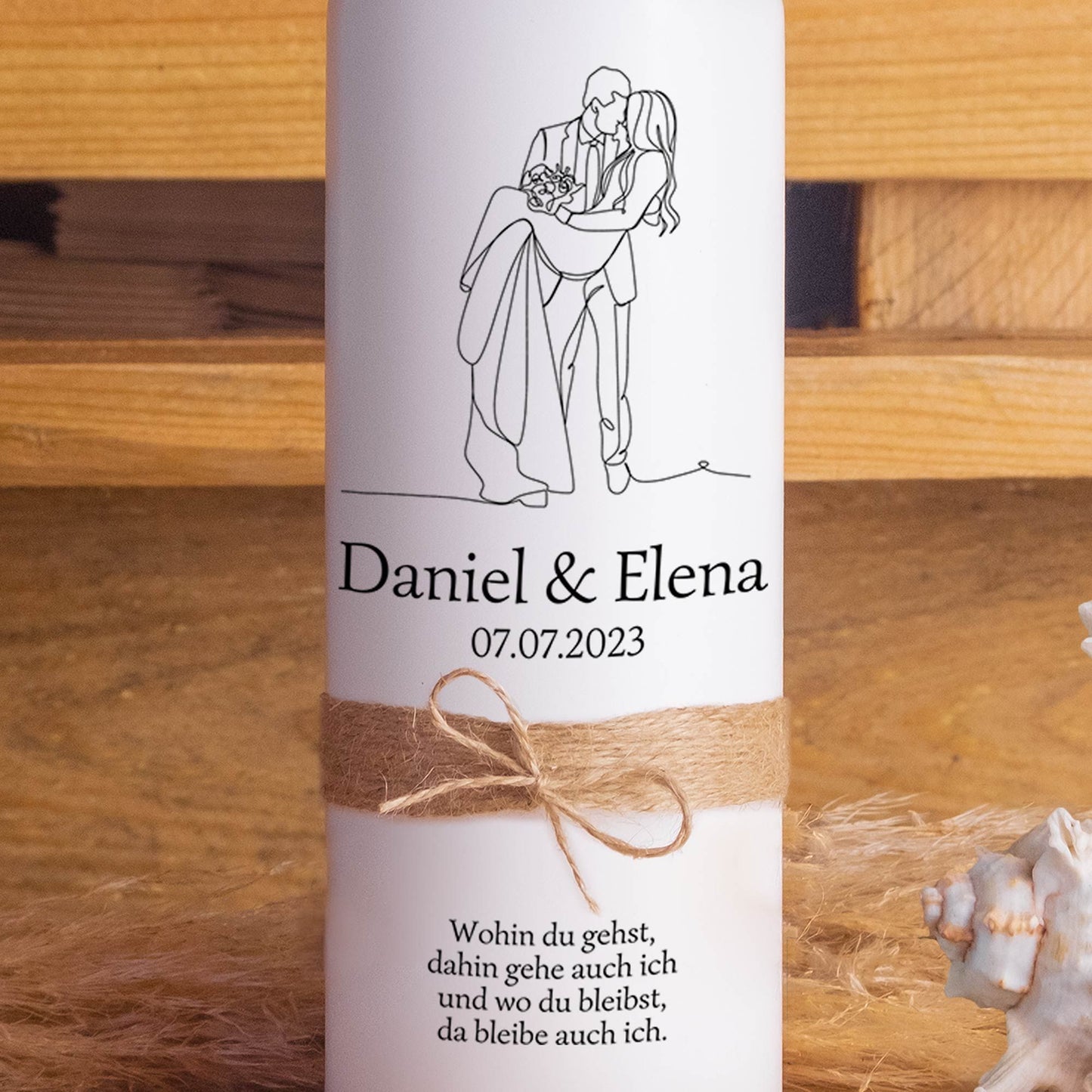 Hochzeitskerze | Brautpaar | 15 - 30 cm Höhe | Traukerze | Personalisierte Kerze