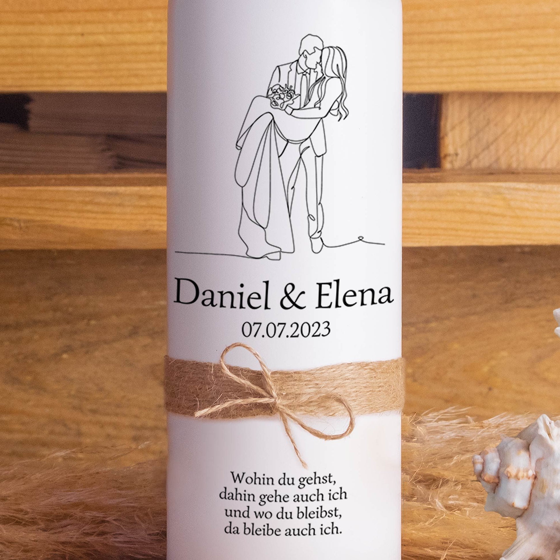 Hochzeitskerze | Brautpaar | 15 - 30 cm Höhe | Traukerze | Personalisierte Kerze
