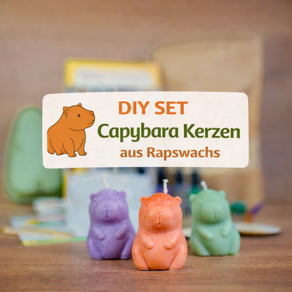 DIY Capybara Kerzen Bastelset – Limitiertes Rapswachs Set mit 3 Silikonformen & Farben | Kerzen selber machen Trend