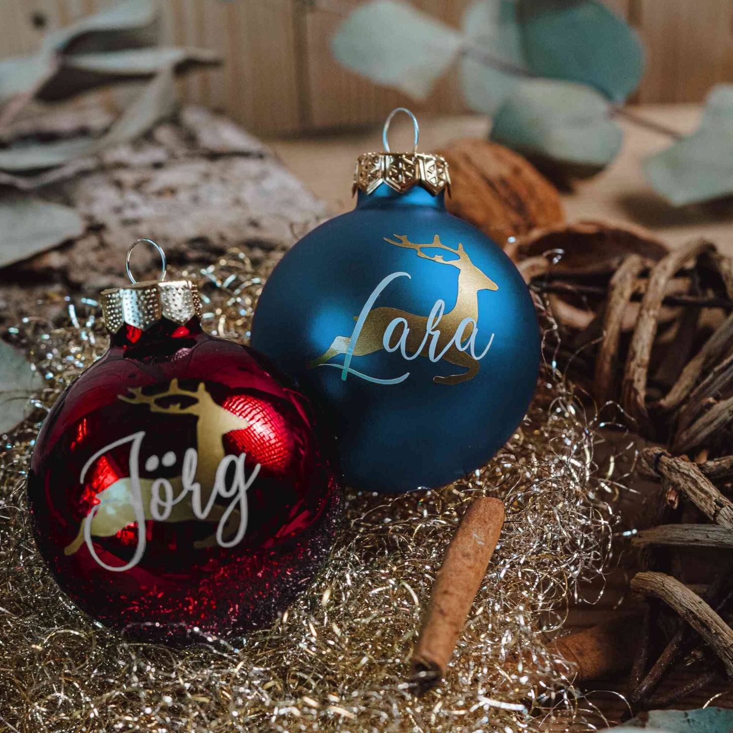 Personalisierte Weihnachtskugel Rentier 6-8cm