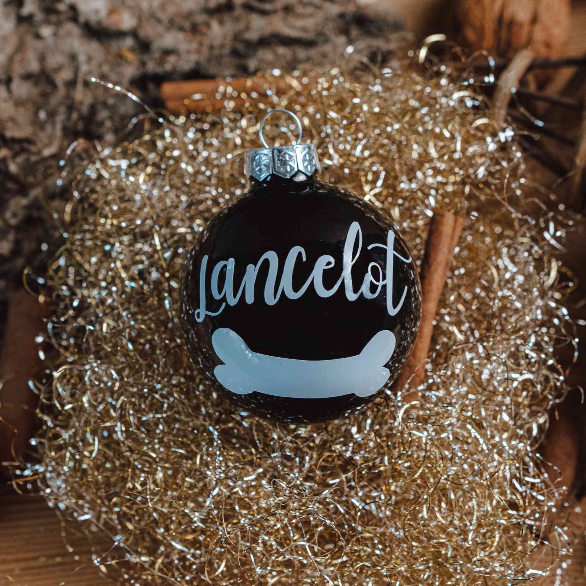 Weihnachtskugel mit Namen für Hund/ Katze + Pfote/ Knochen ∅ 6-8cm | Wunschmotiv |  Personalisiertes Geschenk | Weihnachtsbaum | Tannenbaumkugel |  Christbaumkugel