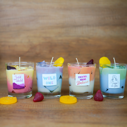Cocktailkerzen bunt vier