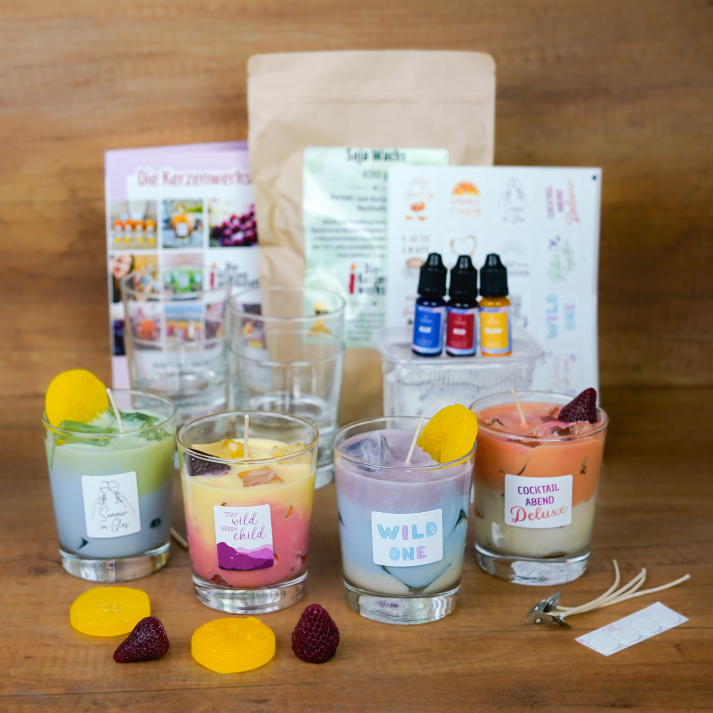 Cocktailkerzen bunt vier Kerzen
