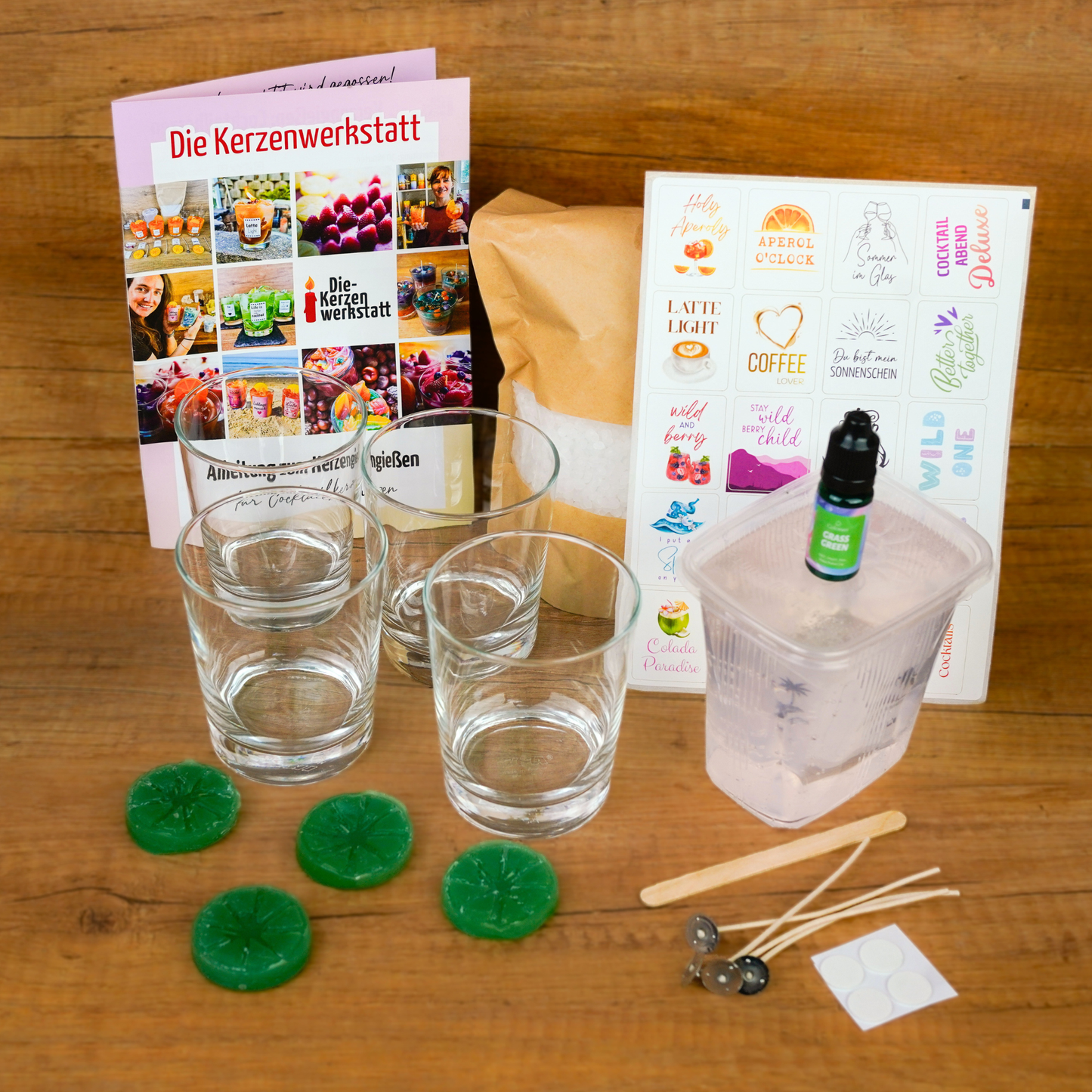 Cocktailkerzen gießen Mojito Materialien