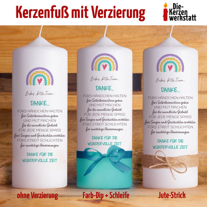Kita Regenbogen Abschiedskerze 25 cm – Danke Kita, Krippe & Co.