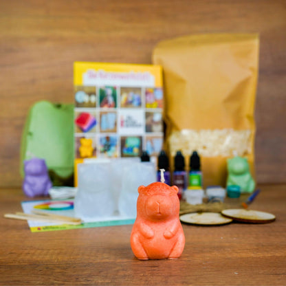 DIY Capybara Kerzen Bastelset – Limitiertes Rapswachs Set mit 3 Silikonformen & Farben | Kerzen selber machen Trend