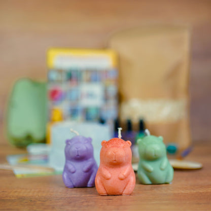 DIY Capybara Kerzen Bastelset – Limitiertes Rapswachs Set mit 3 Silikonformen & Farben | Kerzen selber machen Trend