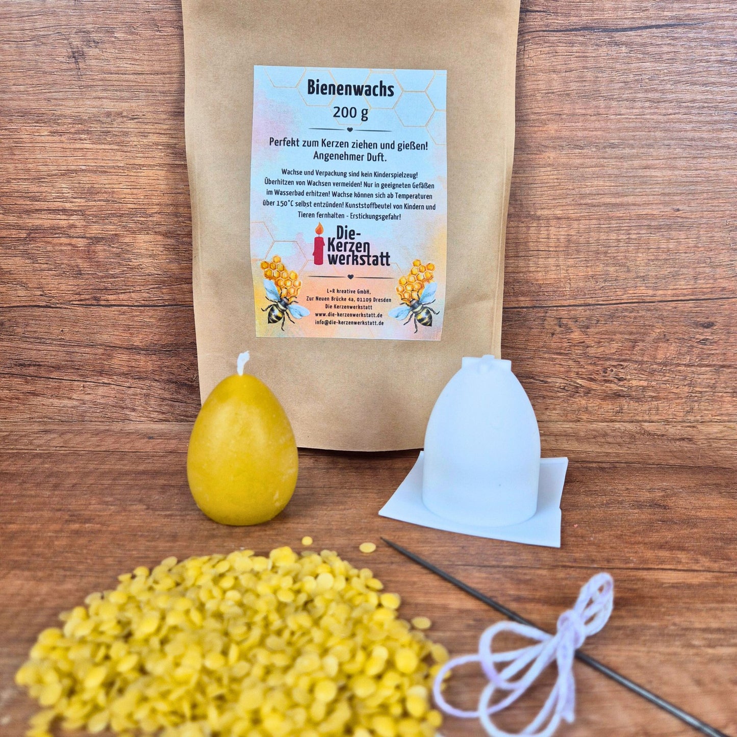 DIY-Set: Bienenwachskerzen gießen | Kreatives Bastelset mit Silikonform | Kerzen selber machen mit Naturwachs