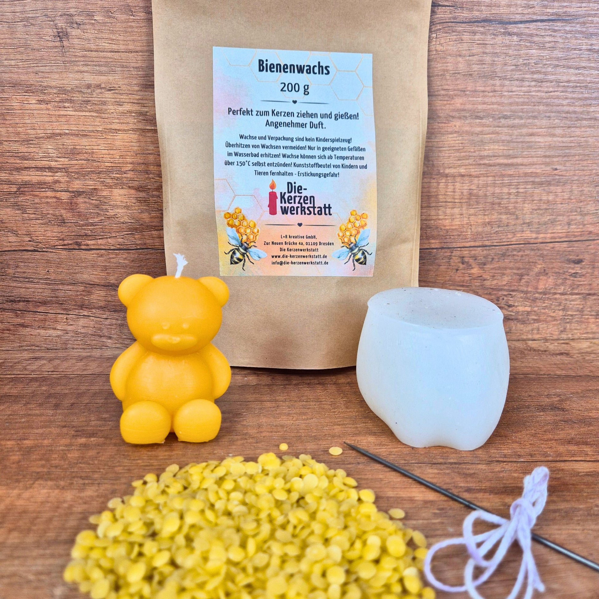 DIY-Set: Bienenwachskerzen gießen | Kreatives Bastelset mit Silikonform | Kerzen selber machen mit Naturwachs