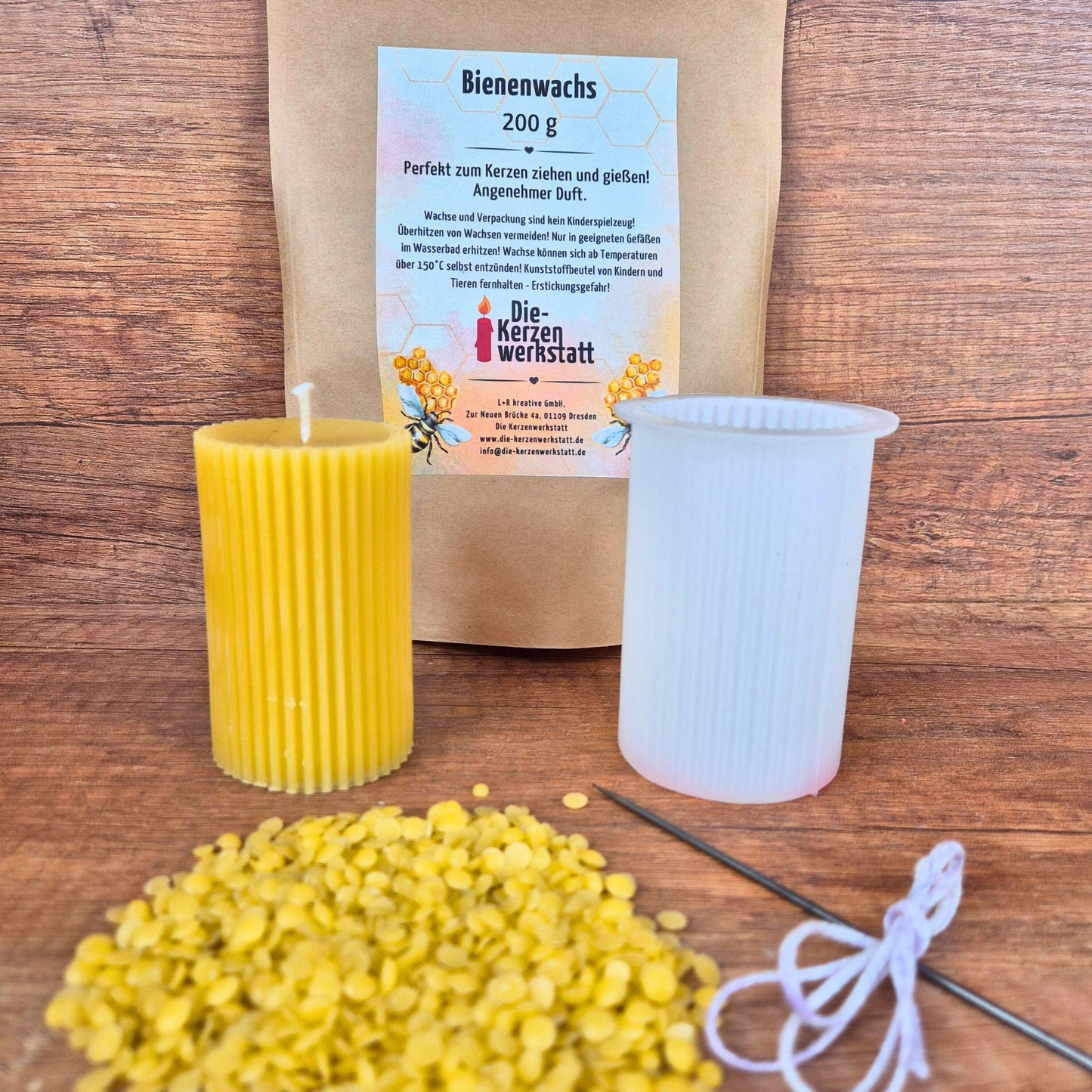 DIY-Set: Bienenwachskerzen gießen | Kreatives Bastelset mit Silikonform | Kerzen selber machen mit Naturwachs