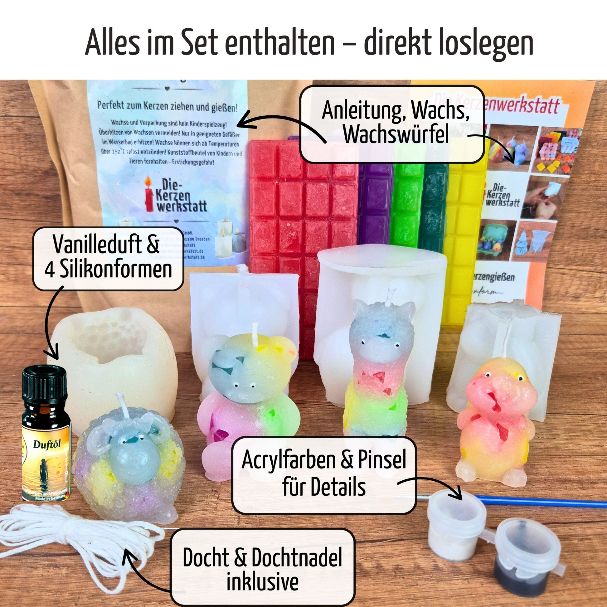 DIY-Set Kerzen gießen Tiere | bis zu 24 Tierkerzen selber machen
