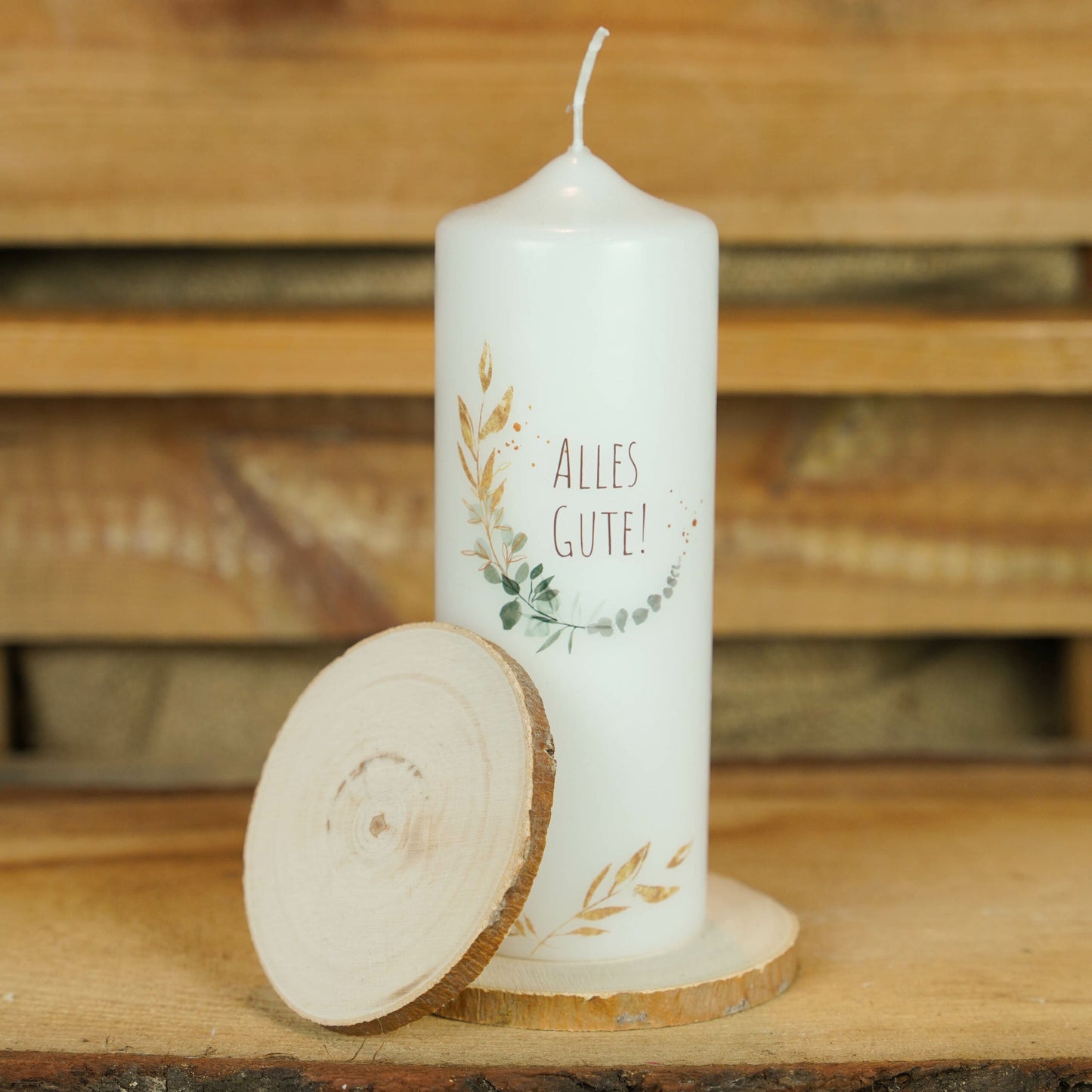 Kerzenuntersetzer Holzscheibe