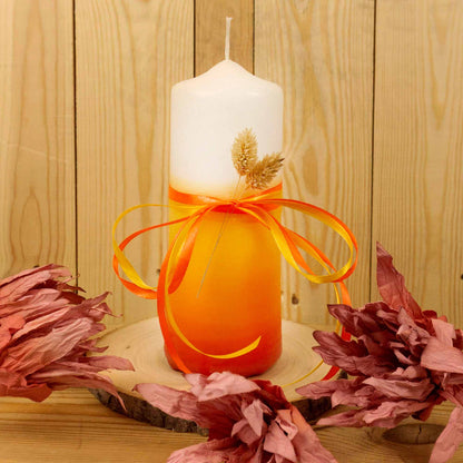 Handgemachte Dipkerze Weiß-Orange