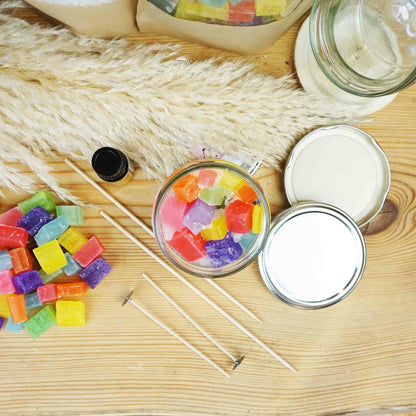 DIY-Bastelset: Duftkerzen selber machen – für 7 bunte Duftkerzen im Glas