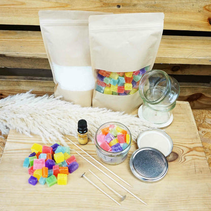 DIY-Bastelset: Duftkerzen selber machen – für 7 bunte Duftkerzen im Glas