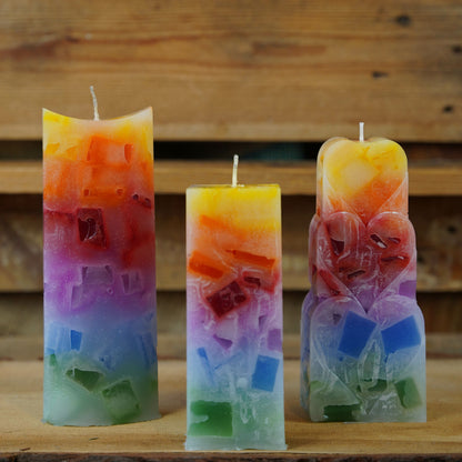 Wachswürfelkerze l Regenbogen l Verschiedene Formen l Stumpenkerze Groß Bunt | Geschenk Geburtstag l Handarbeit l bunte Kerze l Dekoration