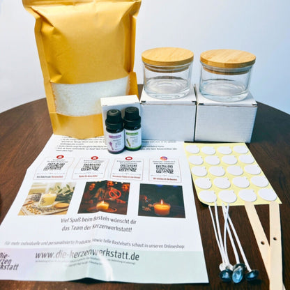 DIY Duftkerzen Set „Yin & Yang“ | Kerzen im Glas selber machen | Ausgleichende Düfte: Lavendel & Citronella | inkl. Gläser, Sojawachs & Anleitung