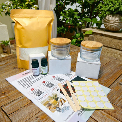DIY Duftkerzen Set „Yin & Yang“ | Kerzen im Glas selber machen | Ausgleichende Düfte: Lavendel & Citronella | inkl. Gläser, Sojawachs & Anleitung