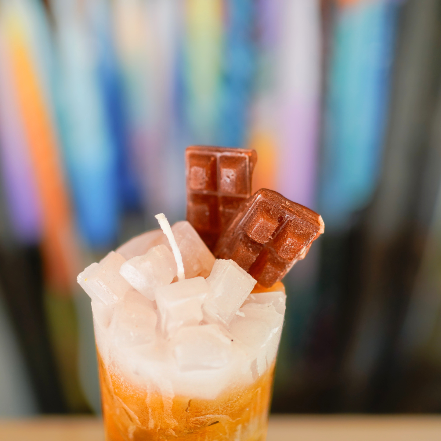 Cocktailkerzen Wachswürfel Eiskaffee nah