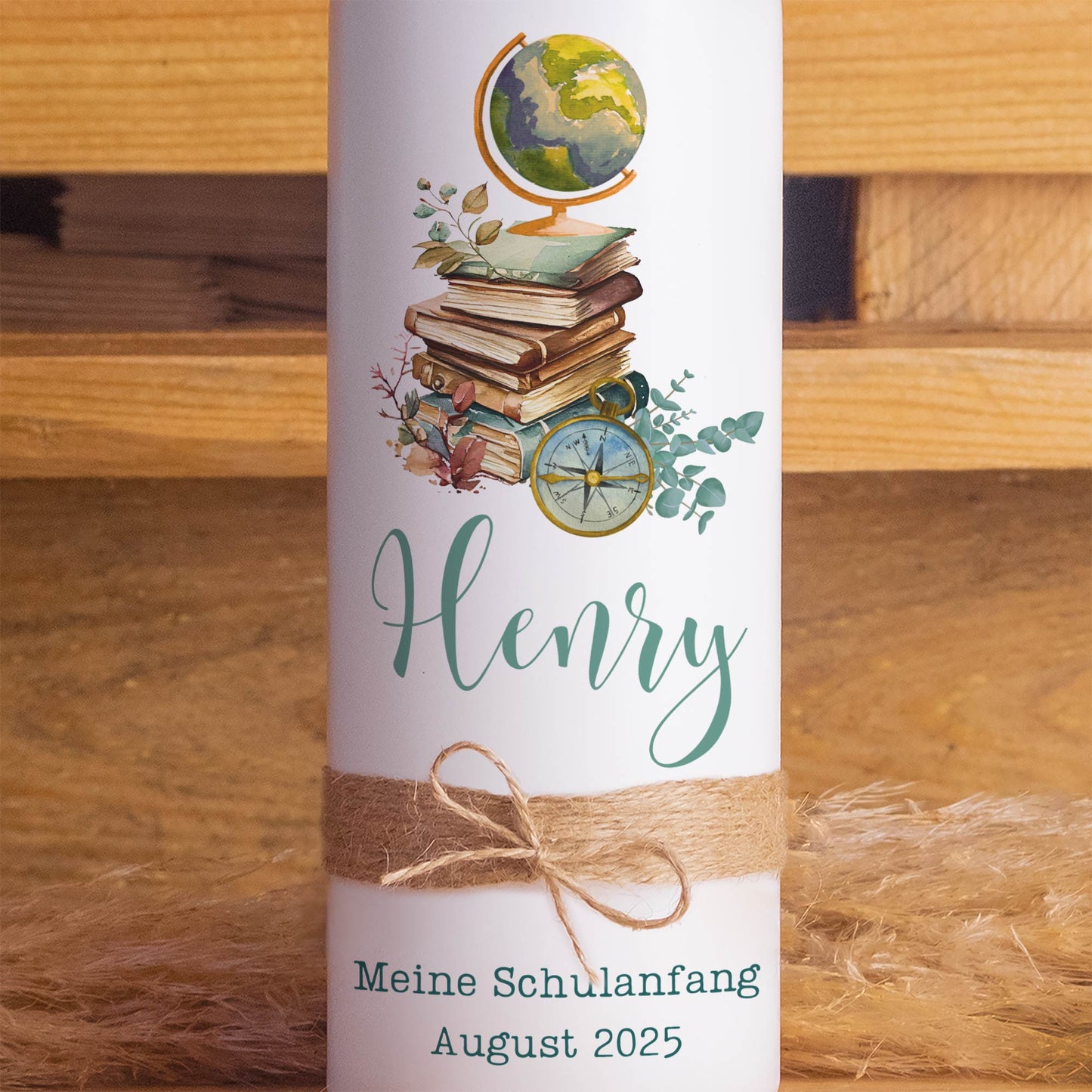 Schulanfangskerze Entdecker | Personalisierte Kerze zur Einschulung | 15–30 cm | Geschenk zur Schuleinführung