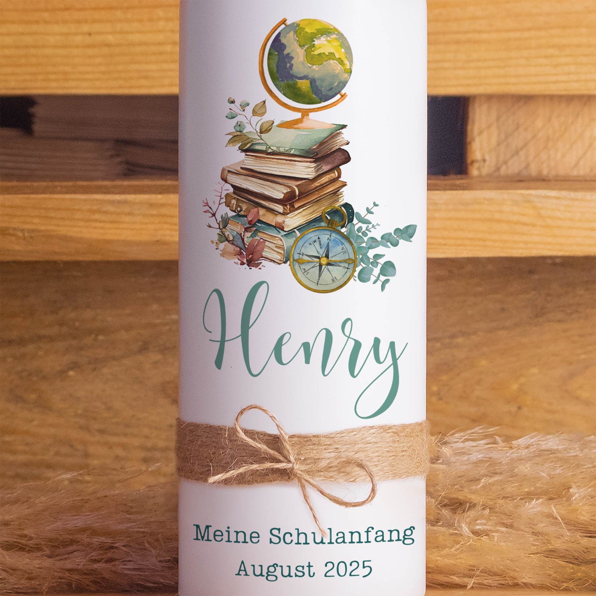 Schulanfangskerze Entdecker | Personalisierte Kerze zur Einschulung | 15–30 cm | Geschenk zur Schuleinführung