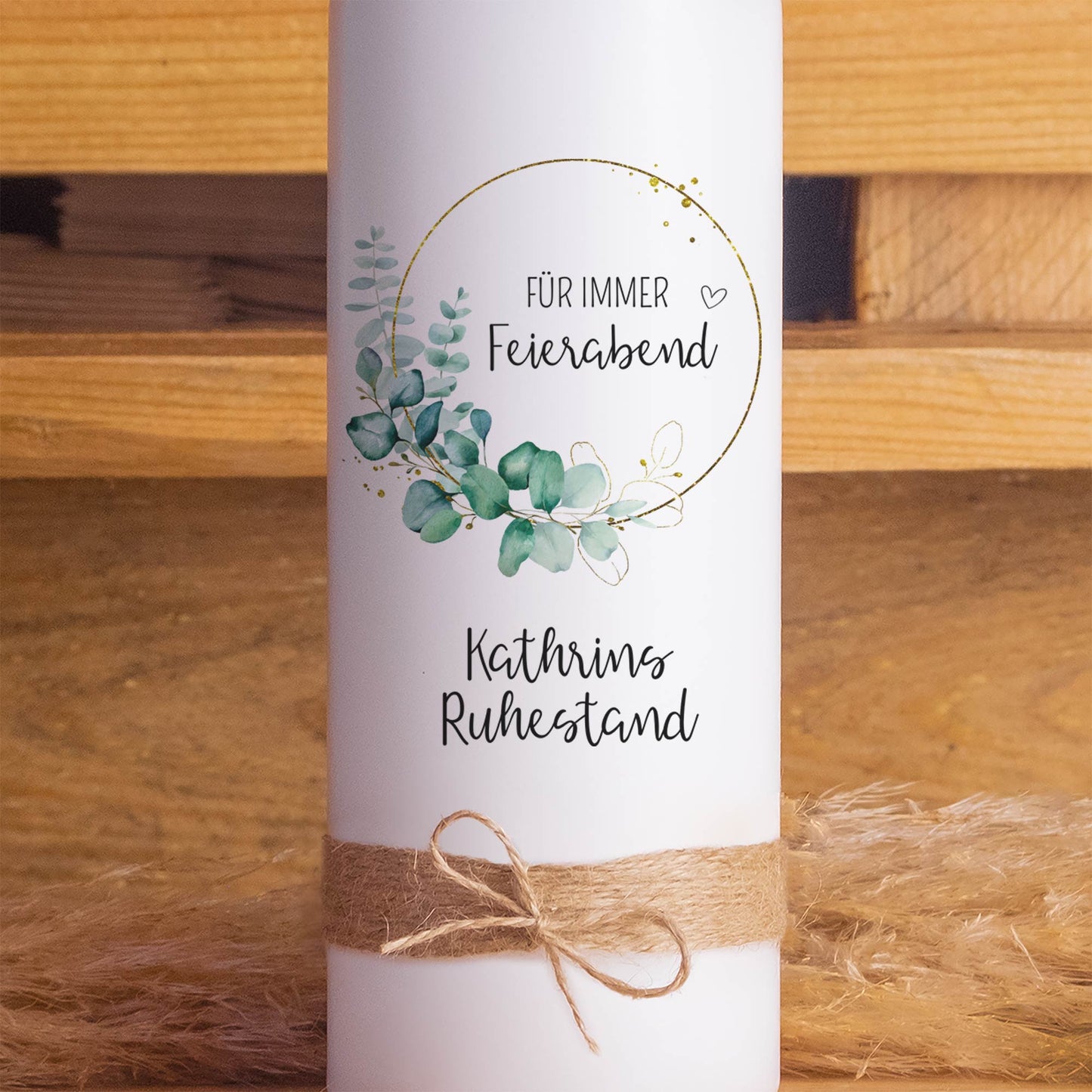 Ruhestandskerze „Für immer Feierabend“ – Personalisierbares Geschenk zum Rentenbeginn