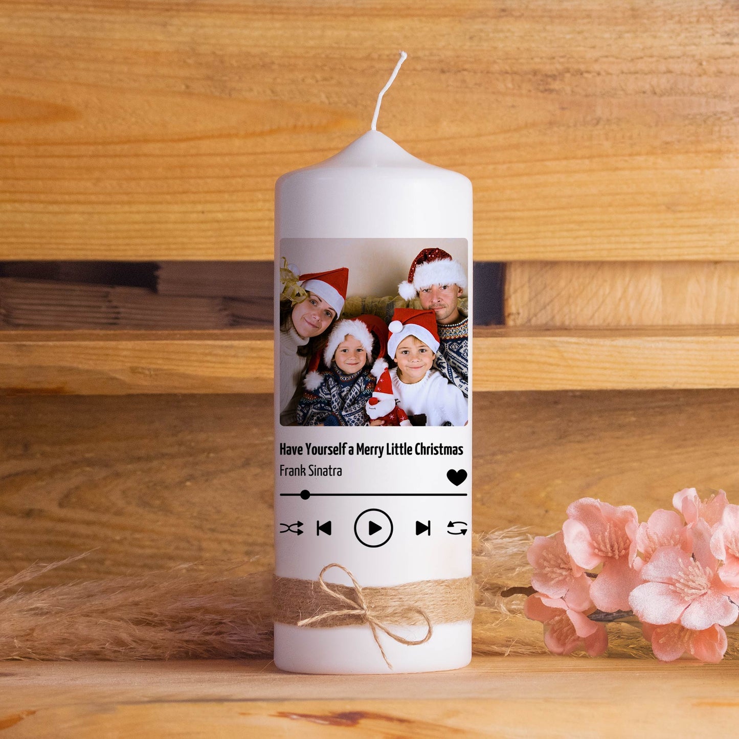 Fotokerze Musik | Weihnachtsgeschenk | 15 - 30 cm Höhe | Personalisierte Kerze |
