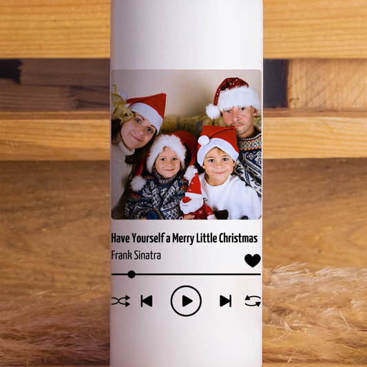 Fotokerze Musik | Weihnachtsgeschenk | 15 - 30 cm Höhe | Personalisierte Kerze |