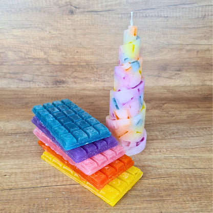 Wachswürfel für Kerzen Gießen | 500 g | Kreative Kerzenherstellung | Handgefertig aus Paraffin |  Bunte Wachs-Cracker für Einzigartige Effekte | Bastelabend