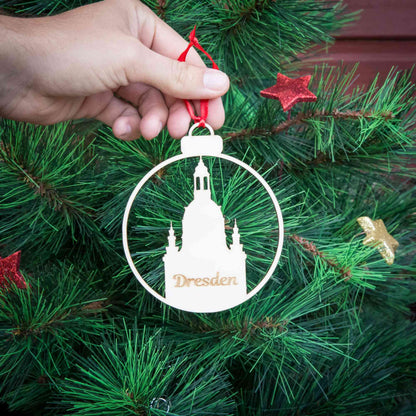 Weihnachtskugel aus Holz" ∅ 10 cm | Weihnachtsbaum Schmuck | Dresden Frauenkirche | Weihnachtsdeko |  Christbaum