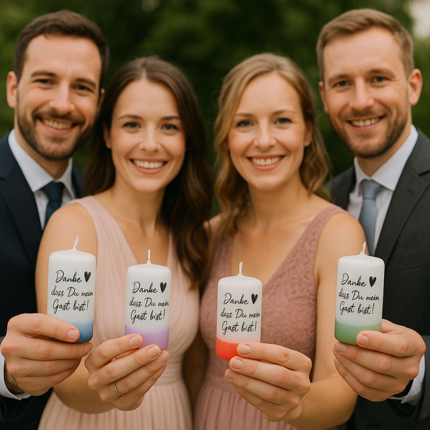 Gastgeschenk-Kerzen Set „Herz & Botschaft“ – das Original für deine Gäste
