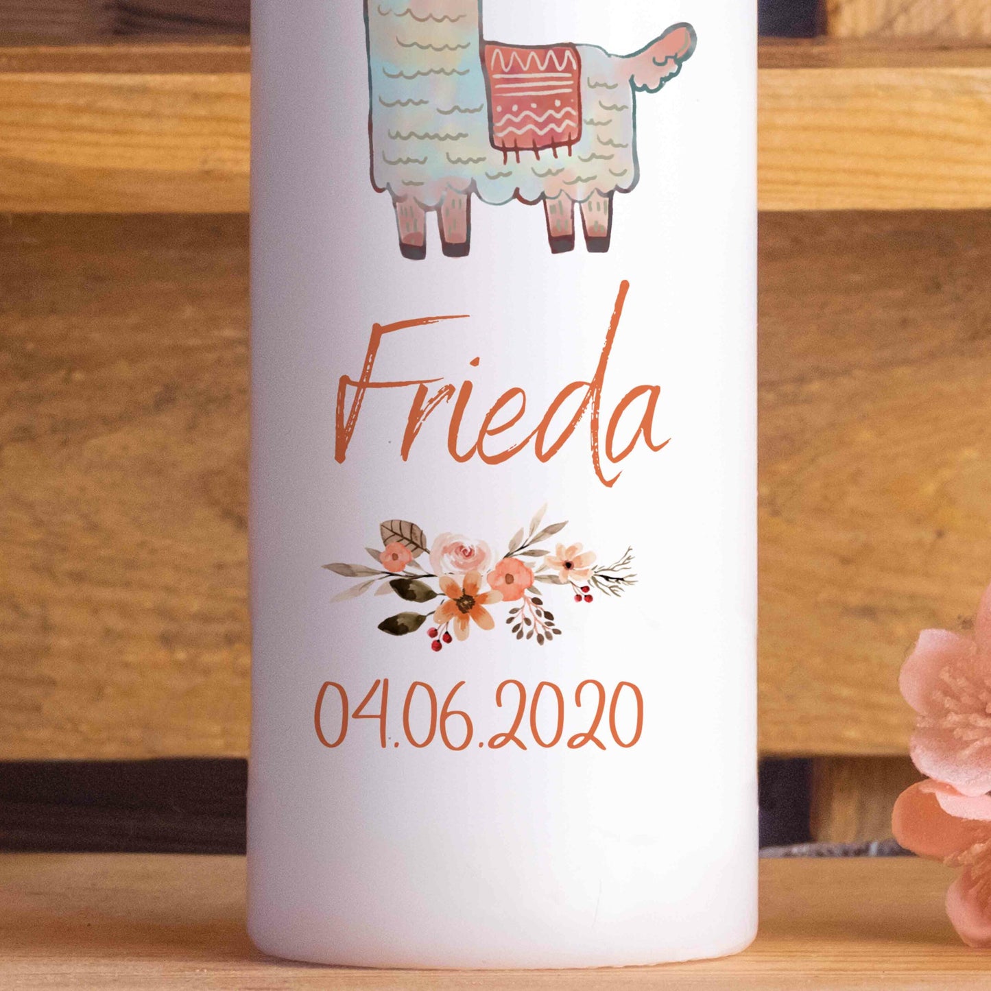 Geburtskerze | Alpaka | 15 - 30 cm Höhe | Personalisiert