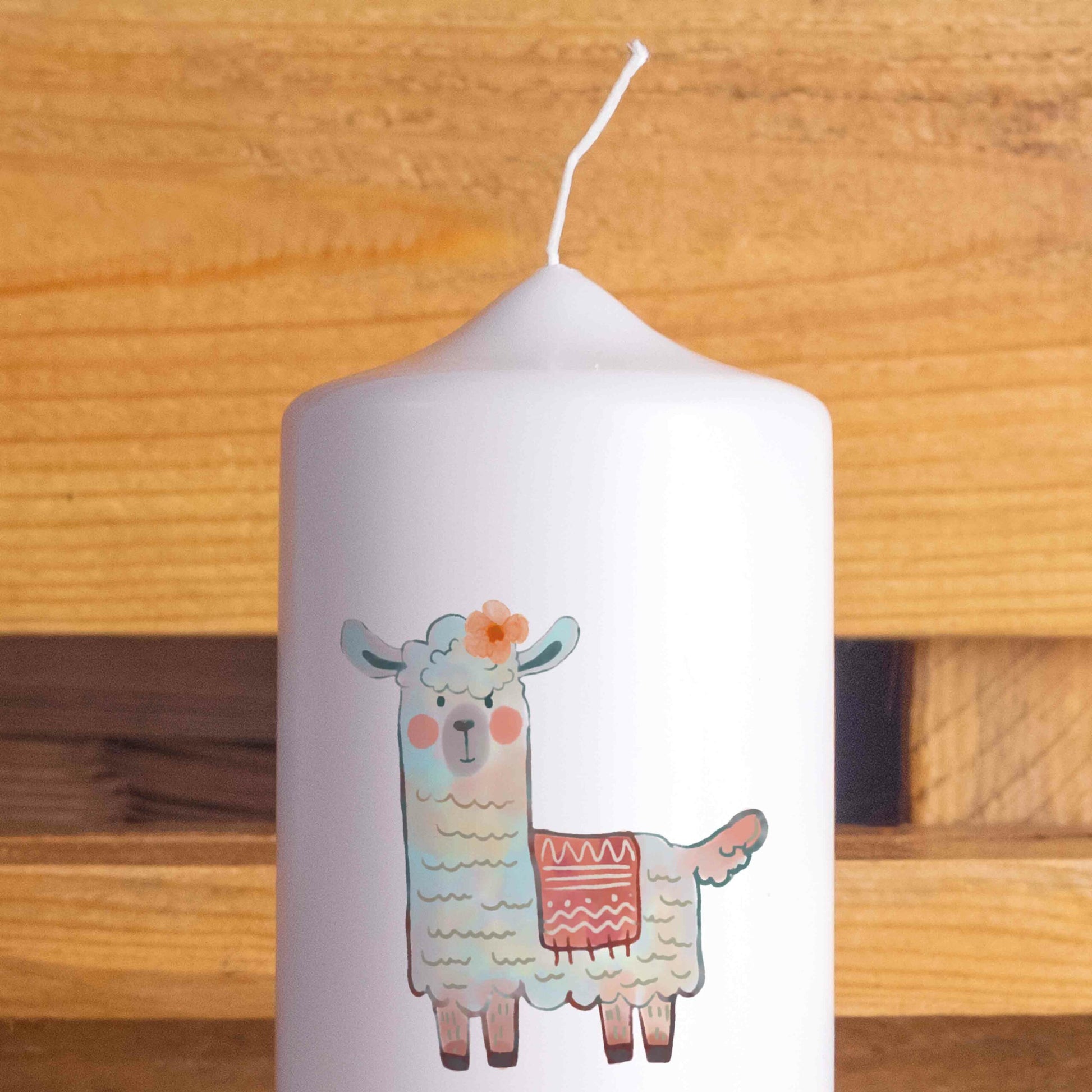 Geburtskerze | Alpaka | 15 - 30 cm Höhe | Personalisiert