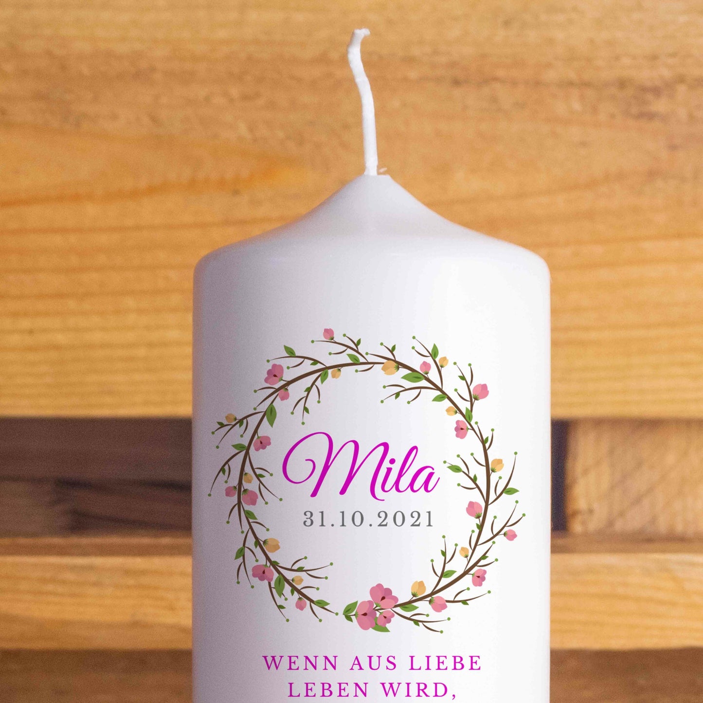 Geburtskerze | Mädchenedition | 15 - 30 cm Höhe | Personalisiert