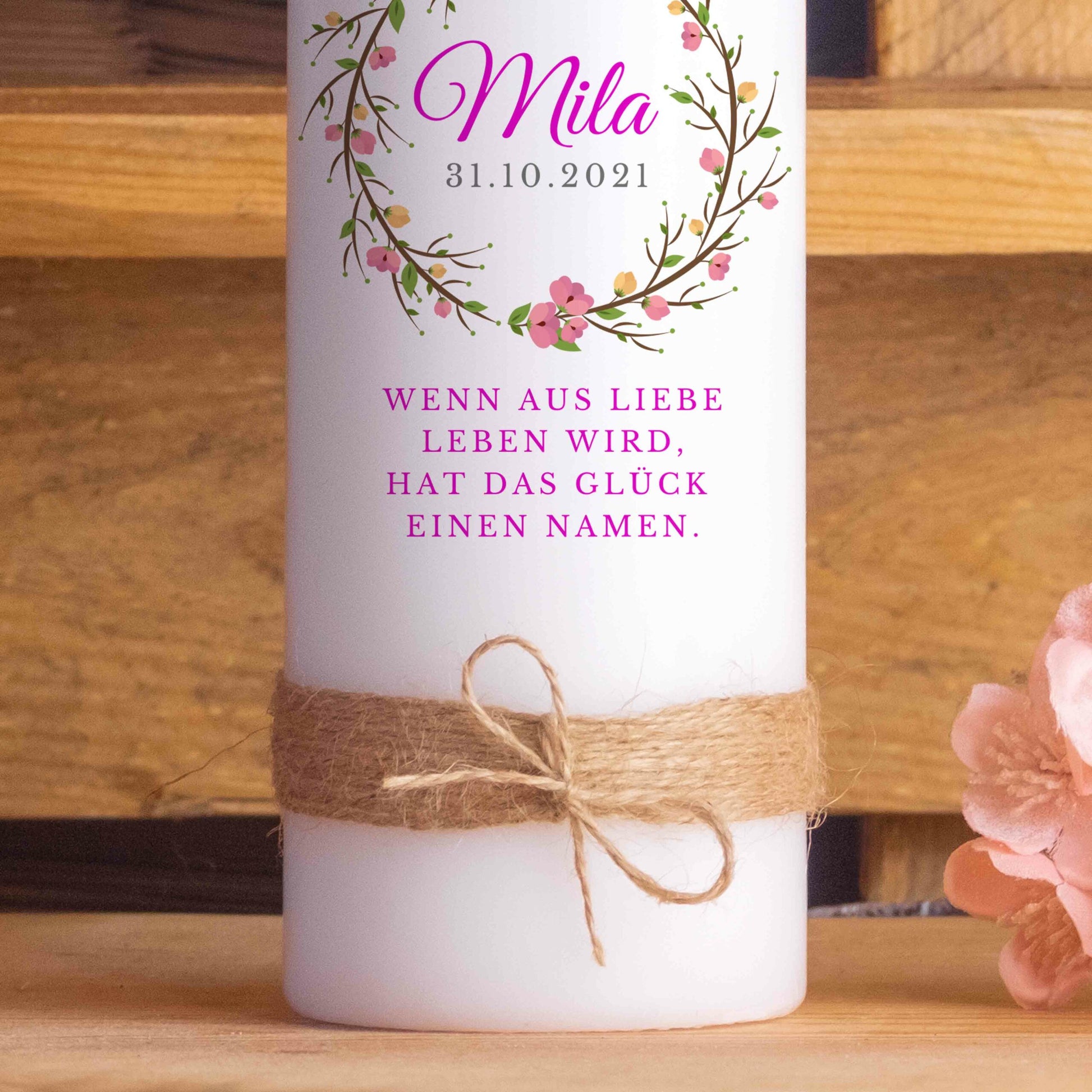 Geburtskerze | Mädchenedition | 15 - 30 cm Höhe | Personalisiert