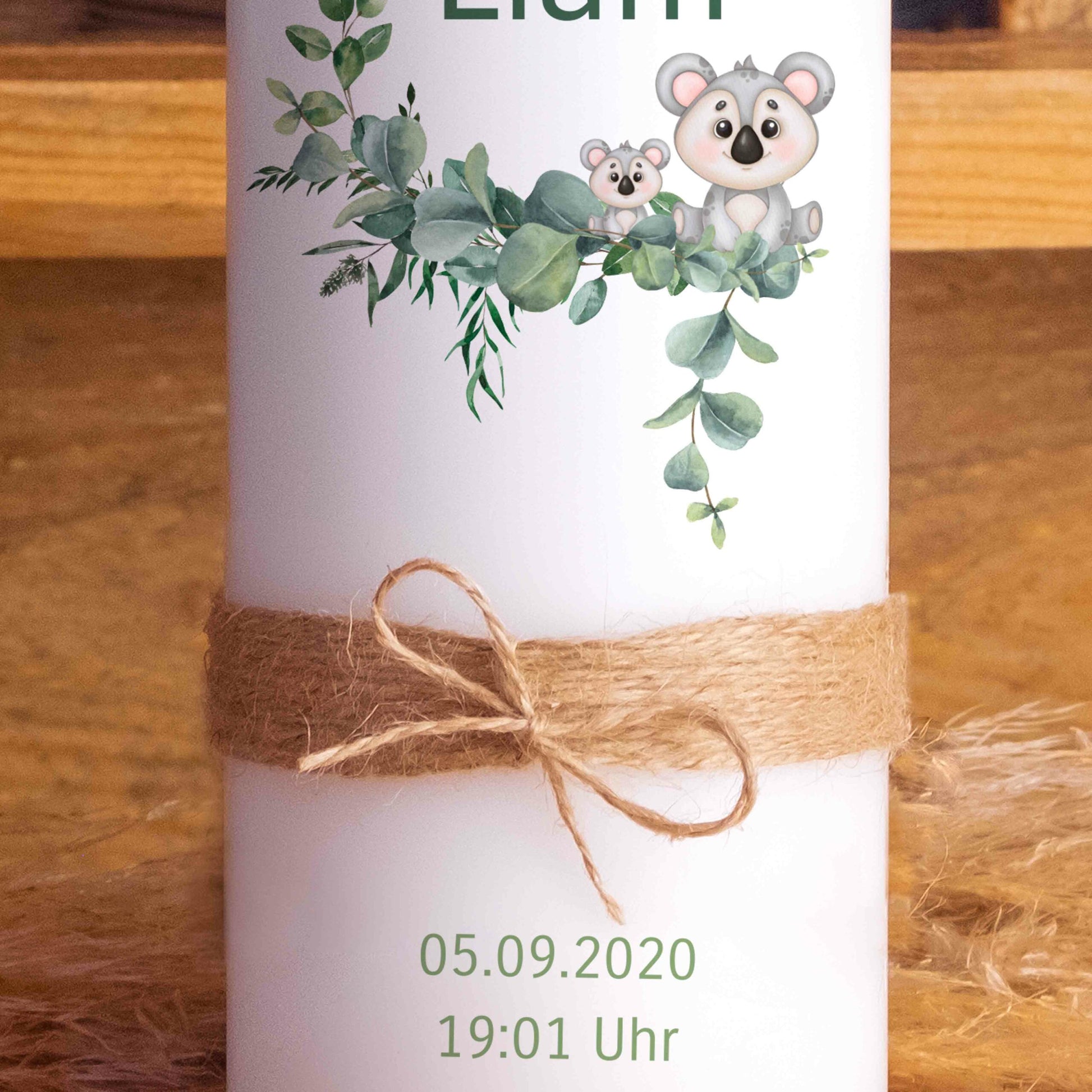 Geburtskerze | Eukalyptus | 15 - 30 cm Höhe | Personalisiert