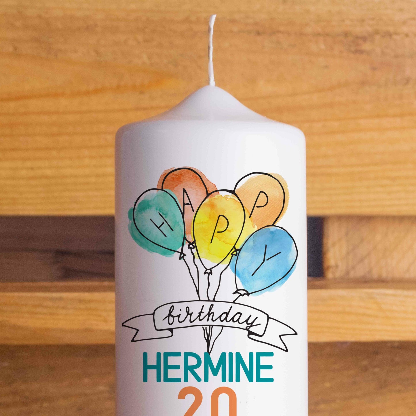 Geburtstagskerze | Luftballons | 15 - 30 cm Höhe | Personalisierte Kerze