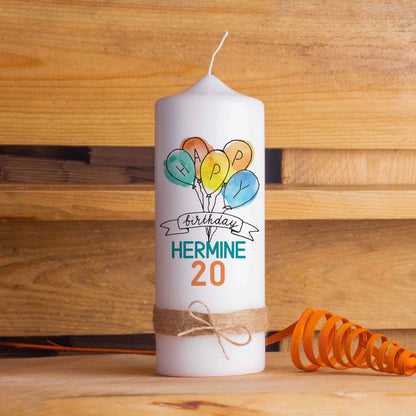 Geburtstagskerze | Luftballons | 15 - 30 cm Höhe | Personalisierte Kerze