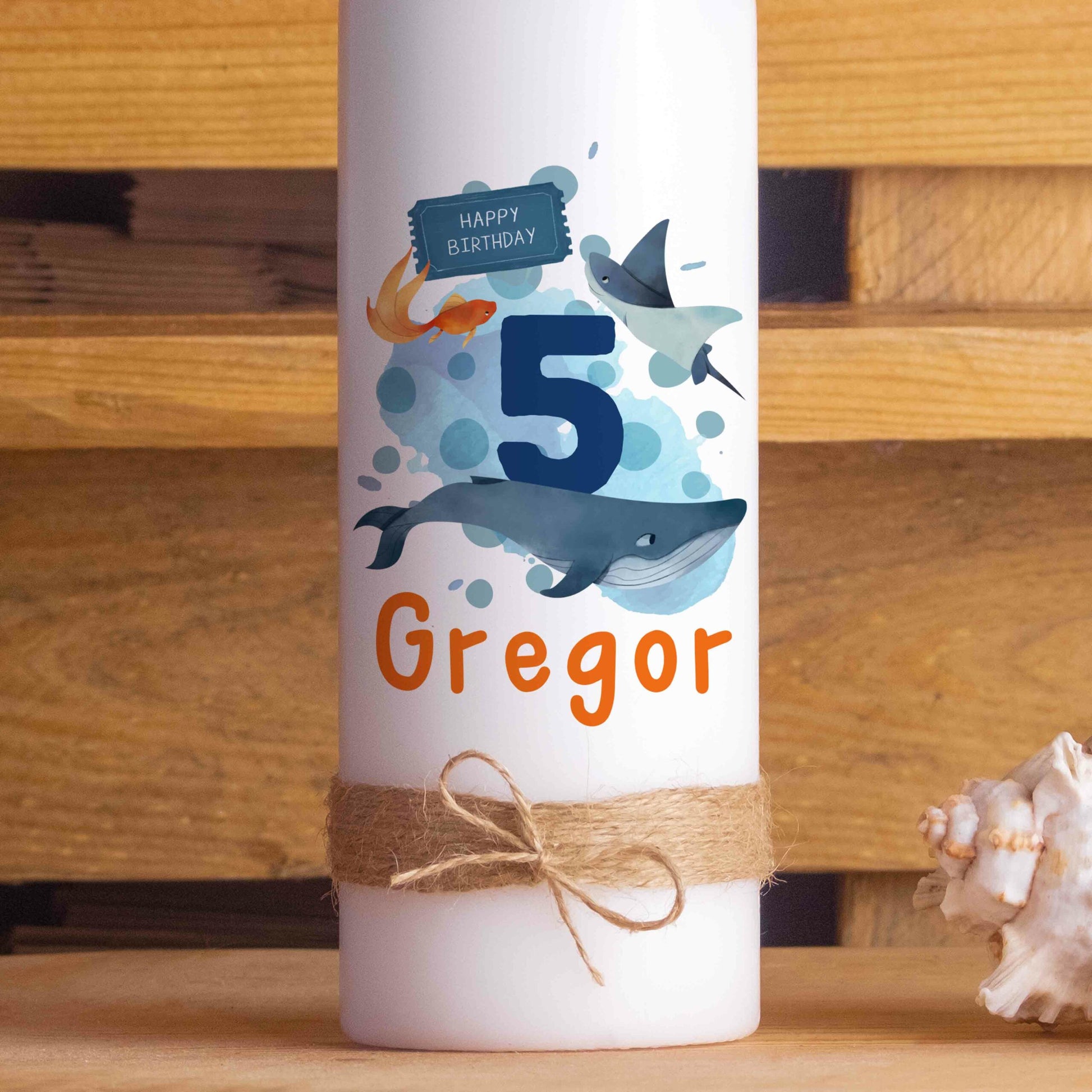 Geburtstagskerze | Ozean | 15 - 30 cm Höhe | Personalisierte Kerze