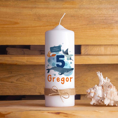 Geburtstagskerze | Ozean | 15 - 30 cm Höhe | Personalisierte Kerze