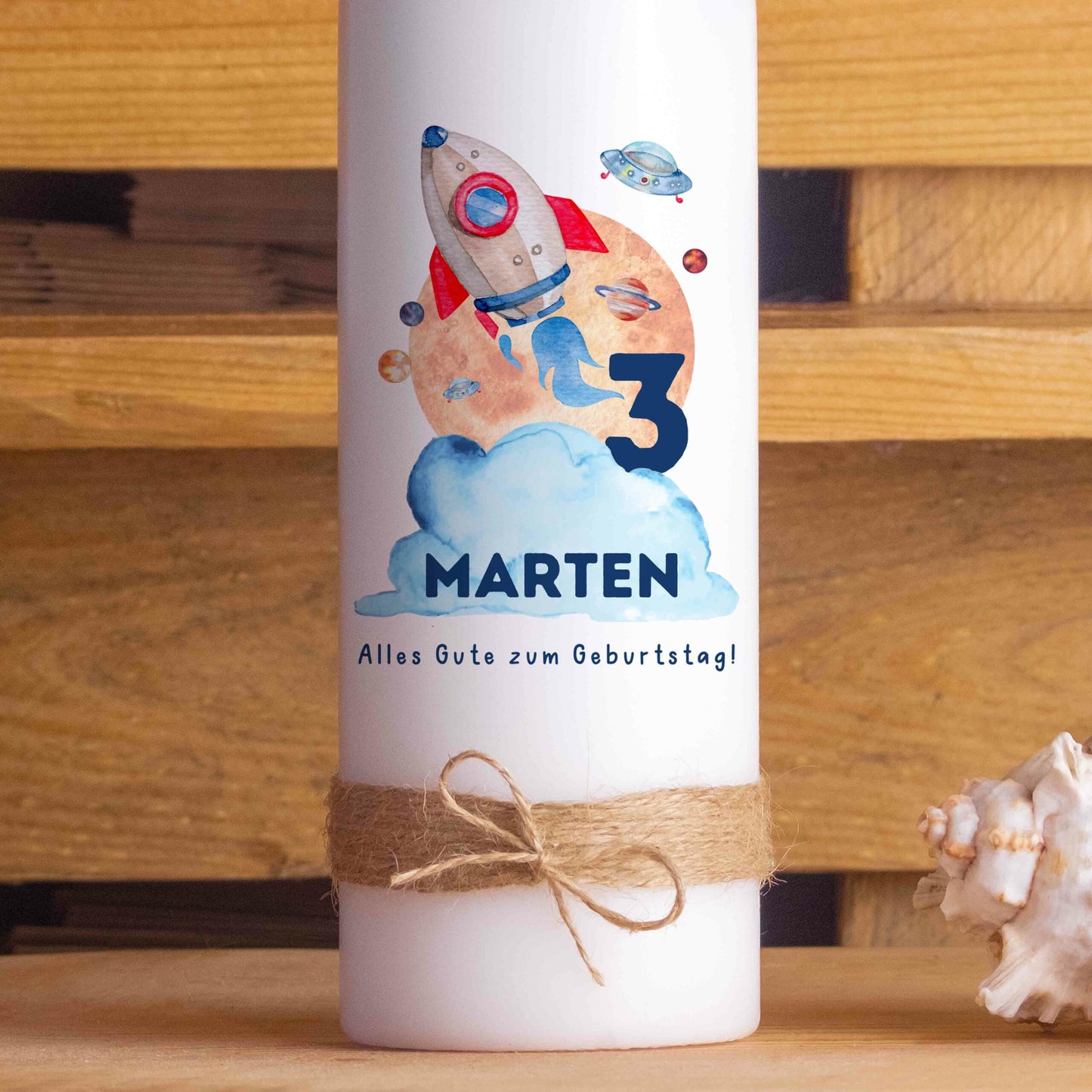 Geburtstagskerze | Weltraum | 15 - 30 cm Höhe | Personalisierte Kerze