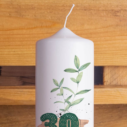 Geburtstagskerze | Zweige | 15 - 30 cm Höhe | Personalisierte Kerze | Runder Geburtstag | Geschenkidee