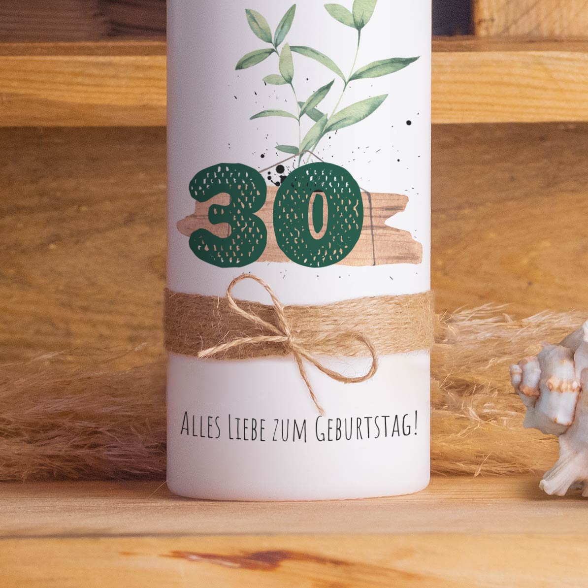 Geburtstagskerze | Zweige | 15 - 30 cm Höhe | Personalisierte Kerze | Runder Geburtstag | Geschenkidee