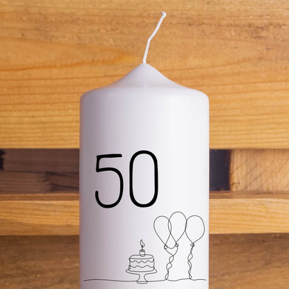 Geburtstagskerze | Monochrom | 15 - 30 cm Höhe | Personalisierte Kerze | Runder Geburtstag | Geschenkidee