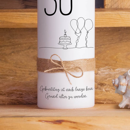 Geburtstagskerze | Monochrom | 15 - 30 cm Höhe | Personalisierte Kerze | Runder Geburtstag | Geschenkidee