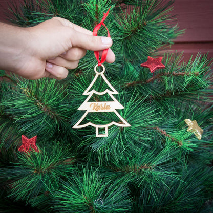 Weihnachtsbaumschmuck aus Holz personalisiert mit Namen "Tannenbaum" 10 cm | Weihnachtsdeko |  Christbaum