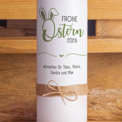 Osterkerze personalisiert „Hasenohren“ – Frohe Ostern Kerze mit Name