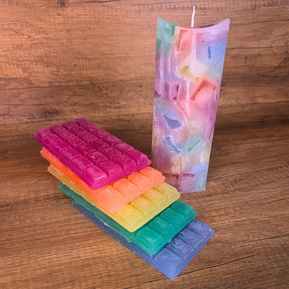 Wachswürfel für Kerzen Gießen | 500 g | Kreative Kerzenherstellung | Handgefertig aus Paraffin |  Bunte Wachs-Cracker für Einzigartige Effekte | Bastelabend