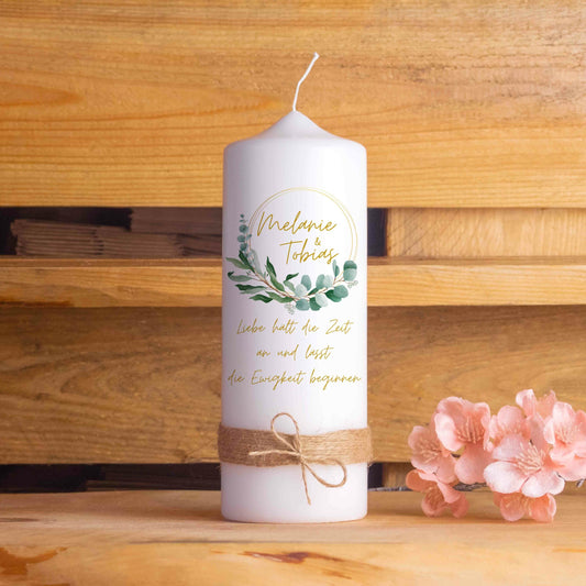 Hochzeitskerze Eukalyptus Vintage